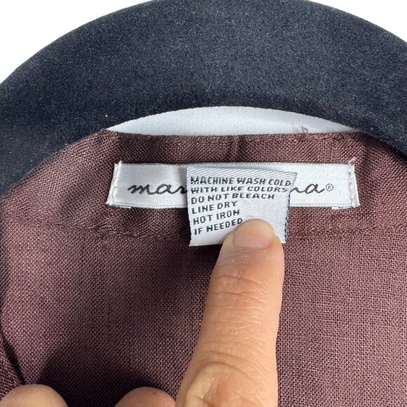 MARINA LUNA 100% Linen Size XL Brown Pintuck Sleveless Blouse VacationSummer Top - Picture 3 of 6